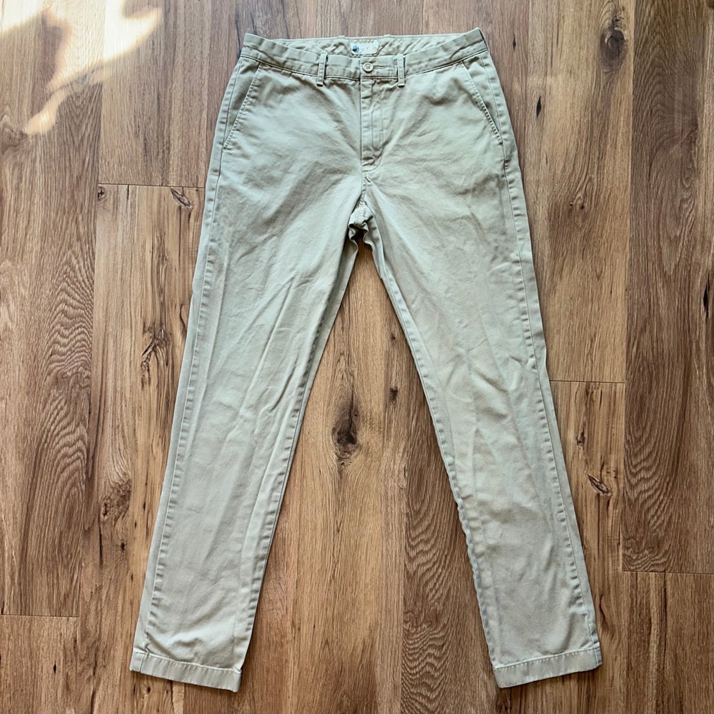 J.Crew Mens 100% Cotton Chino Pants Khaki Tan Straight Leg 32x34